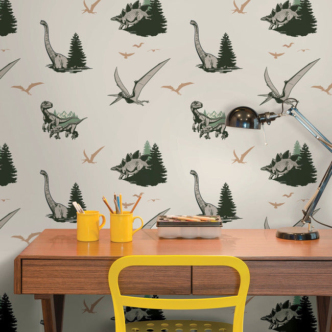 Jurassic World: Dominion Vintage Dinosaurs Peel And Stick Wallpaper Peel and Stick Wallpaper RoomMates   