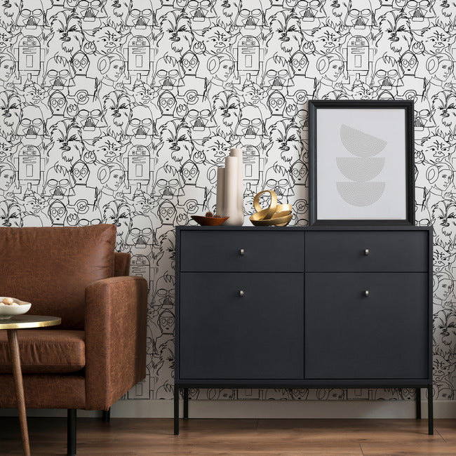 Star Wars Saga Line Sketches Peel And Stick Wallpaper Peel and Stick Wallpaper RoomMates   