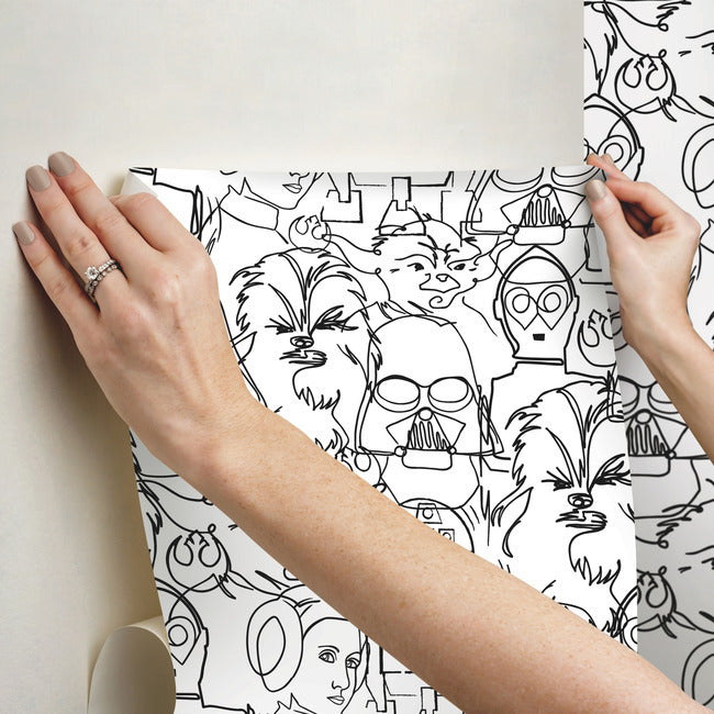 Star Wars Saga Line Sketches Peel And Stick Wallpaper Peel and Stick Wallpaper RoomMates   