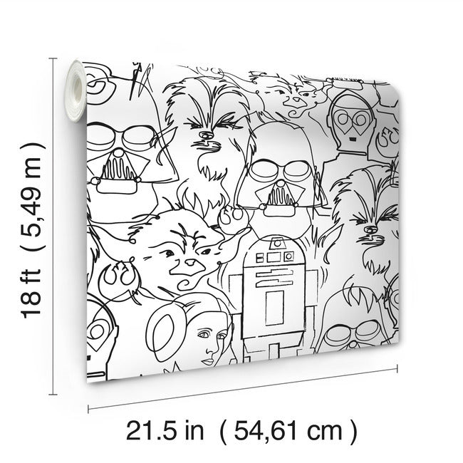 Star Wars Saga Line Sketches Peel And Stick Wallpaper Peel and Stick Wallpaper RoomMates   
