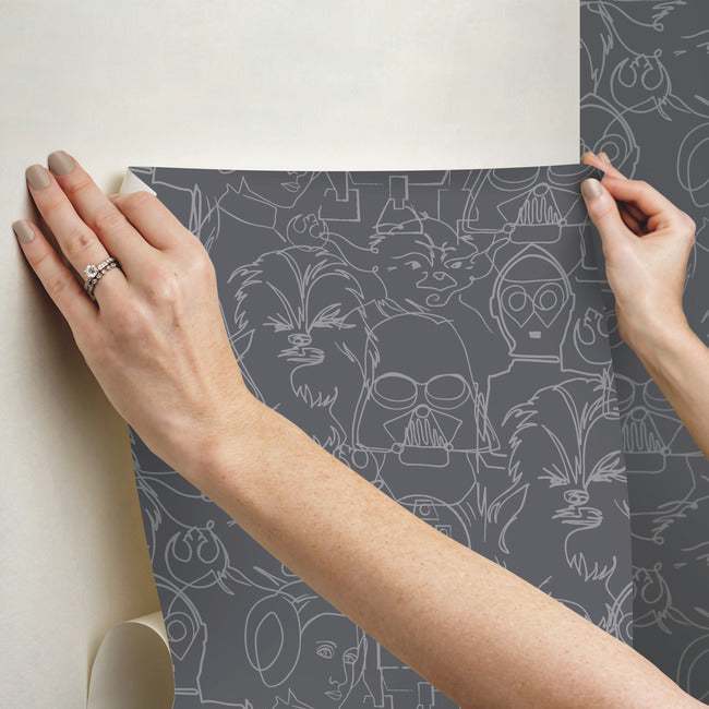 Star Wars Saga Line Sketches Peel And Stick Wallpaper Peel and Stick Wallpaper RoomMates   