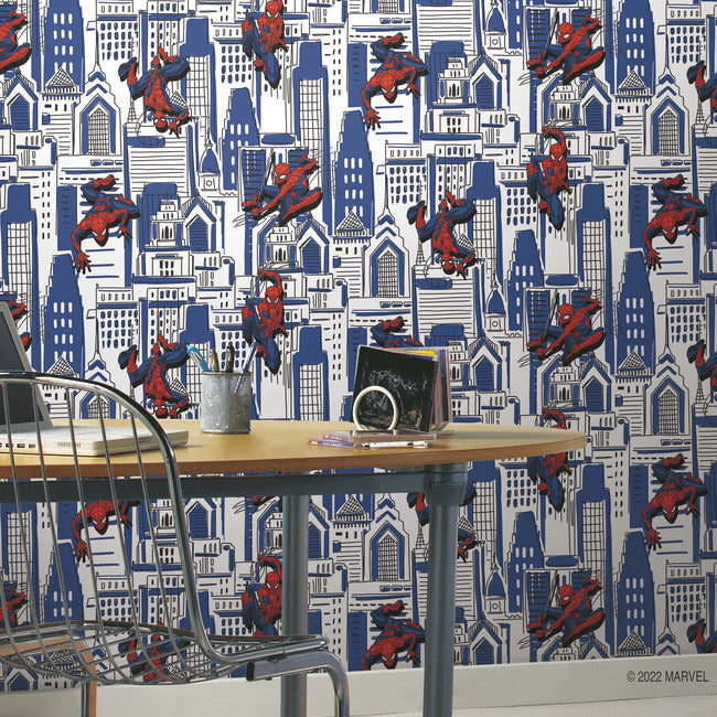 Spider-Man Cityscape Peel And Stick Wallpaper Peel and Stick Wallpaper RoomMates   