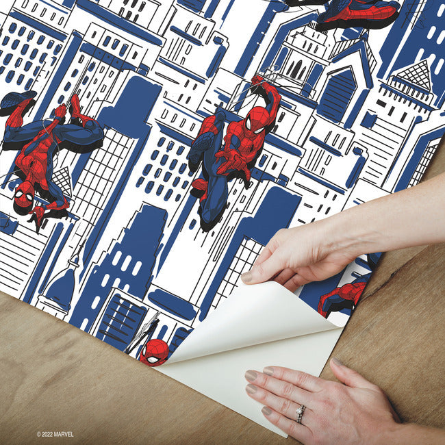 Spider-Man Cityscape Peel And Stick Wallpaper Peel and Stick Wallpaper RoomMates   