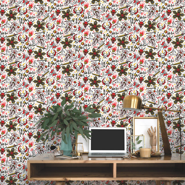 Stranger Things “Hellfire Club” Peel and Stick Wallpaper Peel and Stick Wallpaper RoomMates Decor   