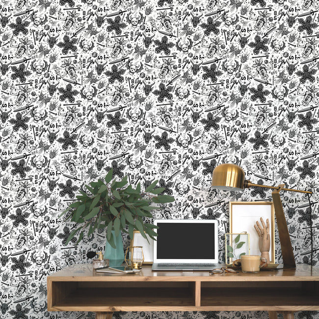 Stranger Things “Hellfire Club” Peel and Stick Wallpaper Peel and Stick Wallpaper RoomMates Decor   