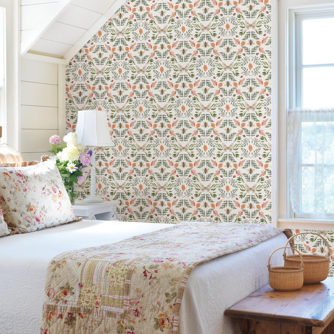 Penny Lane: Forest Cottage Bee And Butterfly Peel and Stick Wallpaper Peel and Stick Wallpaper RoomMates   