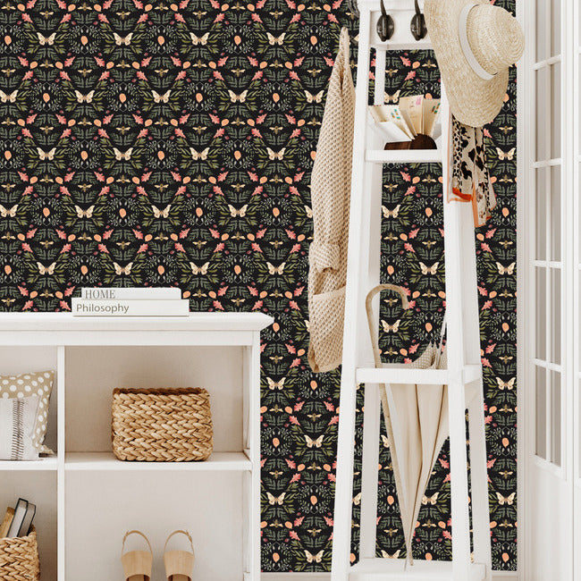 Penny Lane: Forest Cottage Bee And Butterfly Peel and Stick Wallpaper Peel and Stick Wallpaper RoomMates   