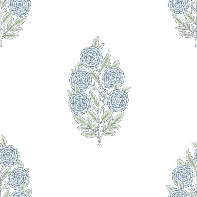 Tamara Day Dutch Floral Wallpaper Peel and Stick Wallpaper RoomMates Roll Blue 