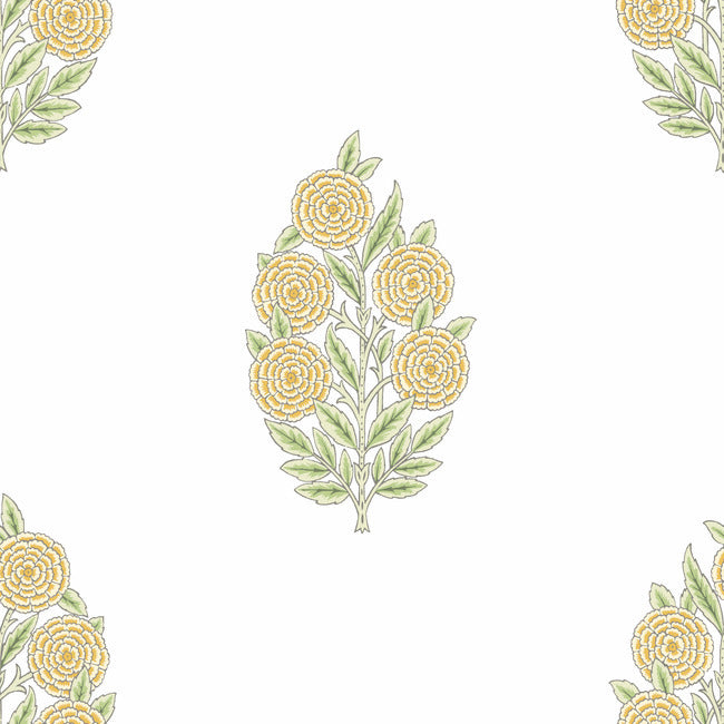 Tamara Day Dutch Floral Wallpaper Peel and Stick Wallpaper RoomMates Roll Yellow 