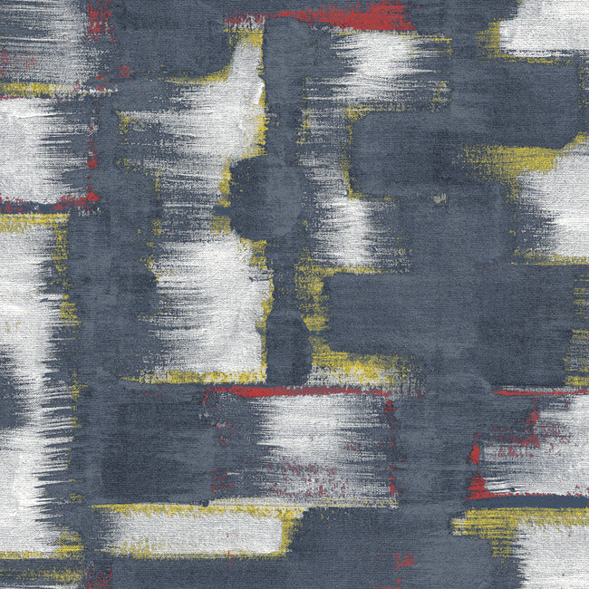 Tamara Day Modern Ikat Wallpaper Peel and Stick Wallpaper RoomMates Roll Navy 