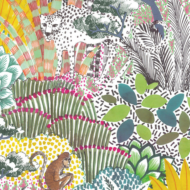 Tamara Day Jungle Vibe Wallpaper Peel and Stick Wallpaper RoomMates Roll Yellow/Green Multi 