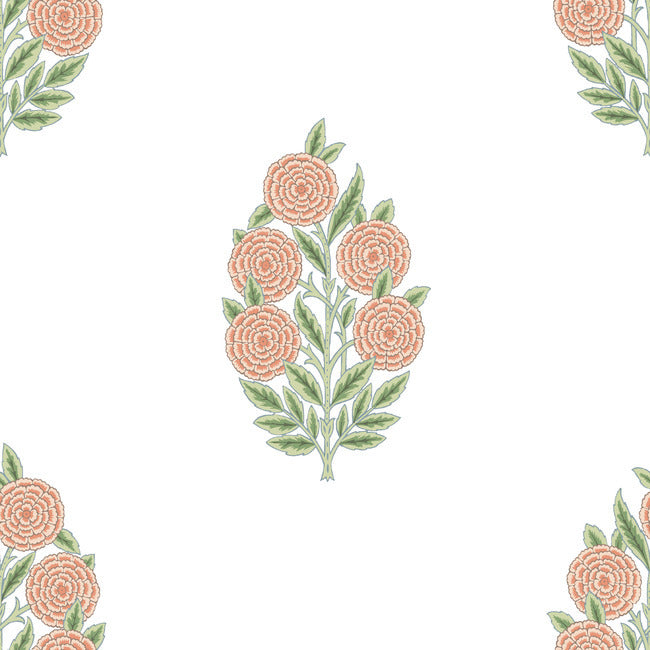 Tamara Day Dutch Floral Wallpaper Peel and Stick Wallpaper RoomMates Roll Coral 