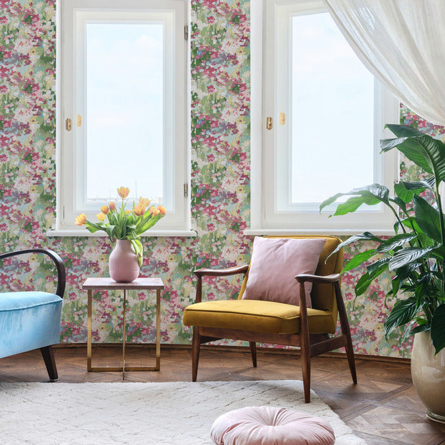 Waverly Abstract Garden Peel & Stick Wallpaper Peel and Stick Wallpaper RoomMates   