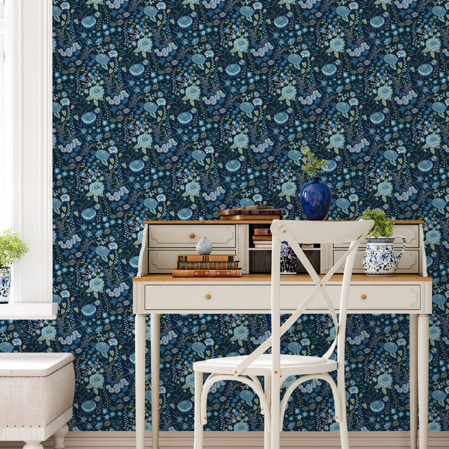 Waverly Fiona Floral Peel & Stick Wallpaper Peel and Stick Wallpaper RoomMates   