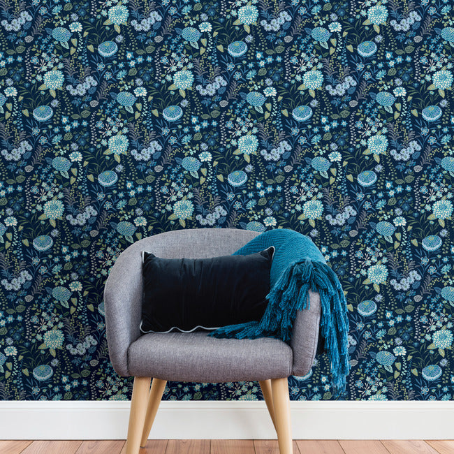 Waverly Fiona Floral Peel & Stick Wallpaper Peel and Stick Wallpaper RoomMates   