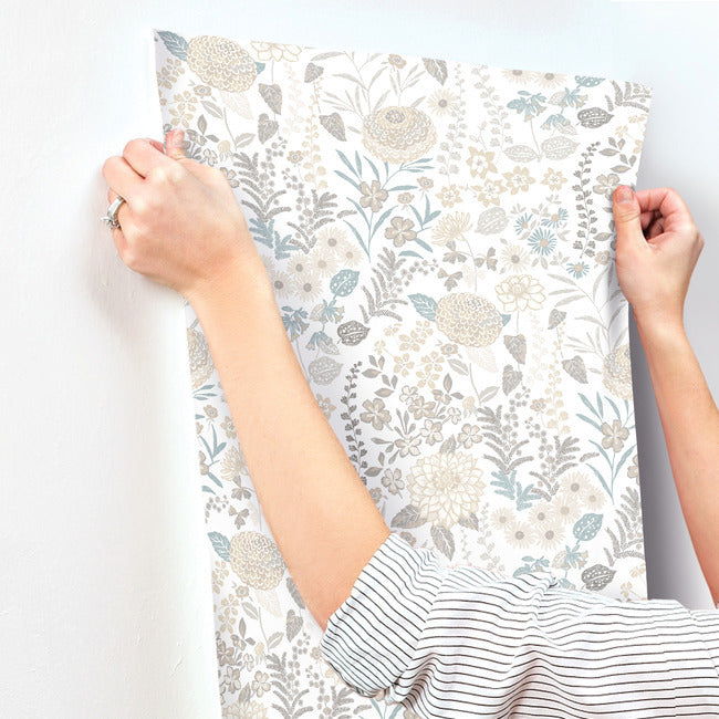Waverly Fiona Floral Peel & Stick Wallpaper Peel and Stick Wallpaper RoomMates   