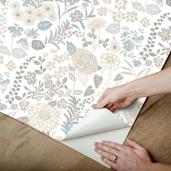 Waverly Fiona Floral Peel & Stick Wallpaper Peel and Stick Wallpaper RoomMates   