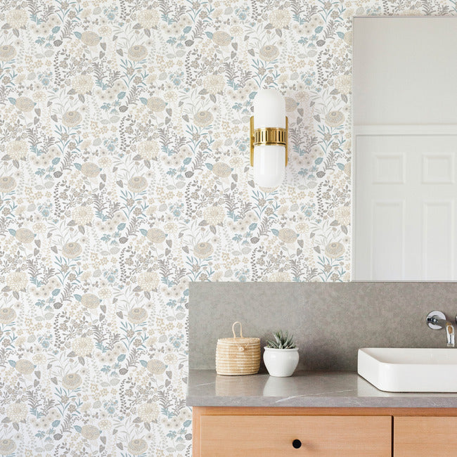 Waverly Fiona Floral Peel & Stick Wallpaper Peel and Stick Wallpaper RoomMates   