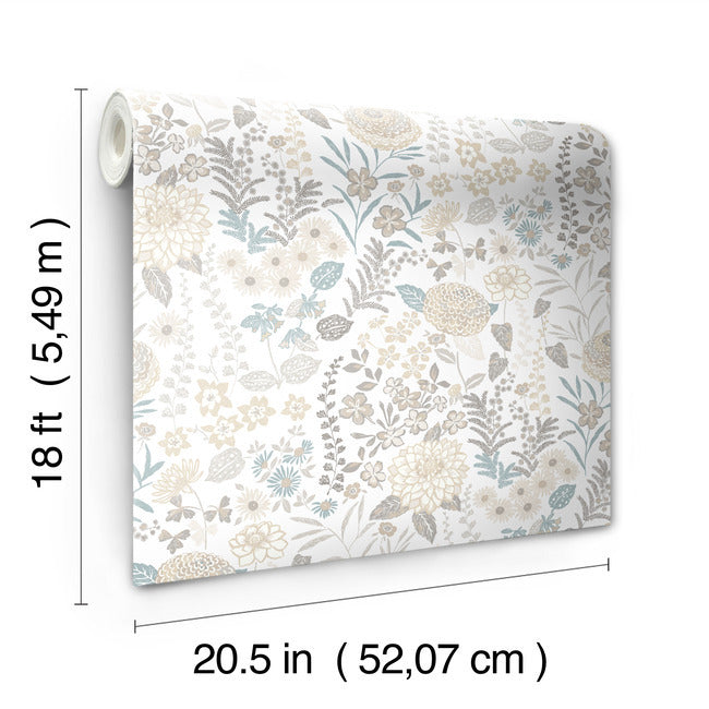 Waverly Fiona Floral Peel & Stick Wallpaper Peel and Stick Wallpaper RoomMates   