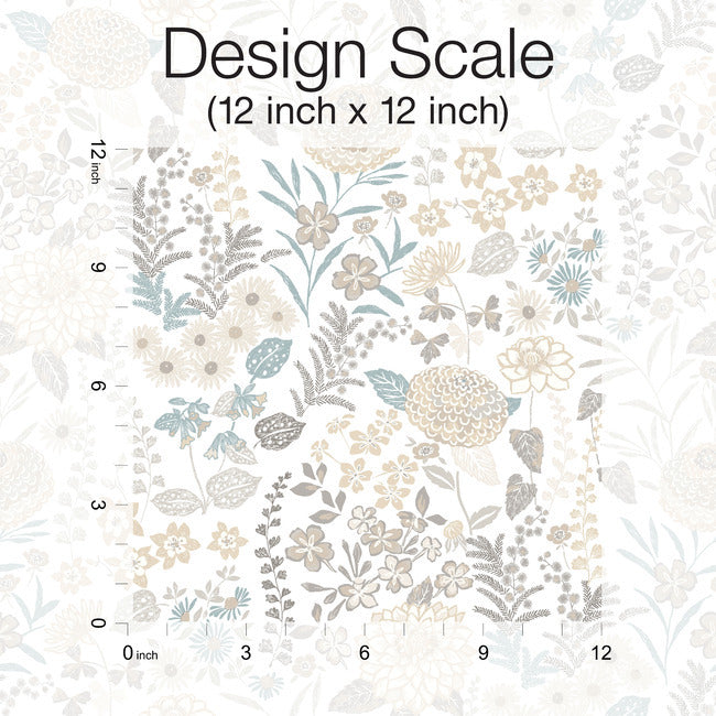 Waverly Fiona Floral Peel & Stick Wallpaper Peel and Stick Wallpaper RoomMates   