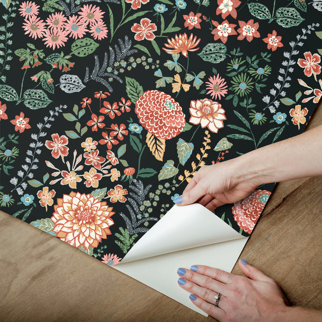 Waverly Fiona Floral Peel & Stick Wallpaper Peel and Stick Wallpaper RoomMates   