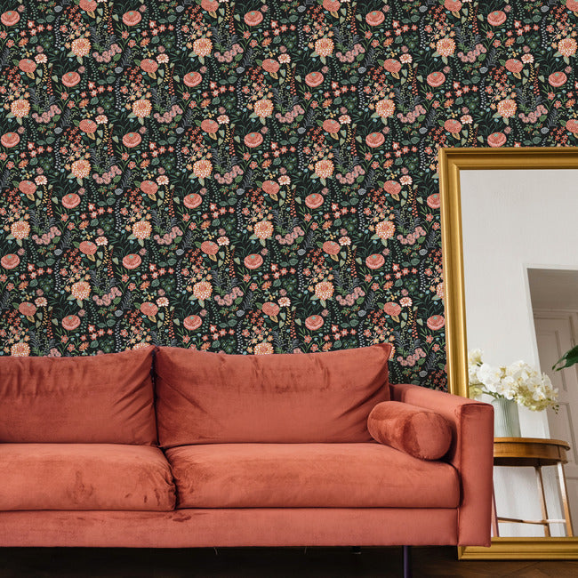 Waverly Fiona Floral Peel & Stick Wallpaper Peel and Stick Wallpaper RoomMates   
