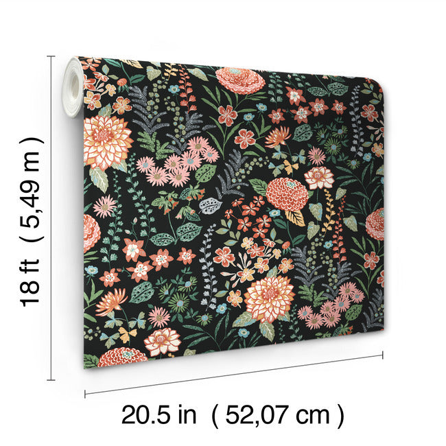 Waverly Fiona Floral Peel & Stick Wallpaper Peel and Stick Wallpaper RoomMates   