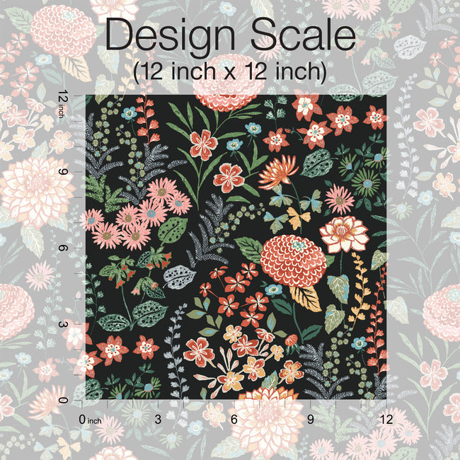 Waverly Fiona Floral Peel & Stick Wallpaper Peel and Stick Wallpaper RoomMates   
