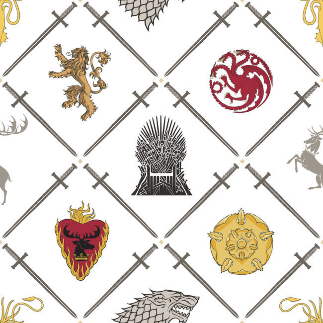 Game Of Thrones House Sigils Peel & Stick Wallpaper Peel and Stick Wallpaper RoomMates Roll Multicolor 