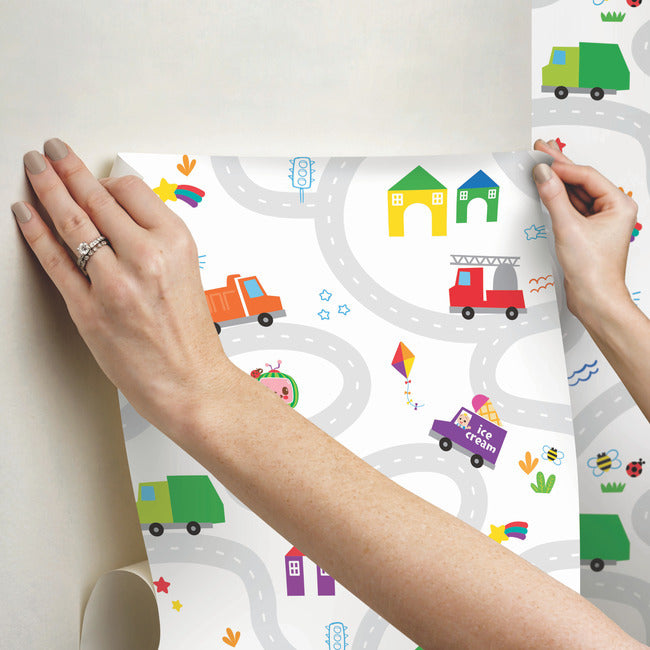 CoComelon Road Map Peel & Stick Wallpaper Peel and Stick Wallpaper RoomMates   