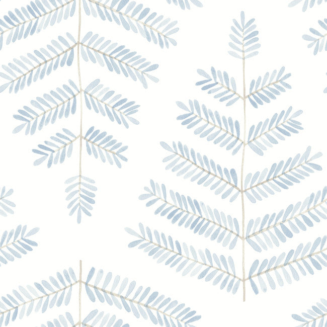 Cat Coquillette Leaflets Peel & Stick Wallpaper Peel and Stick Wallpaper RoomMates Roll Blue 