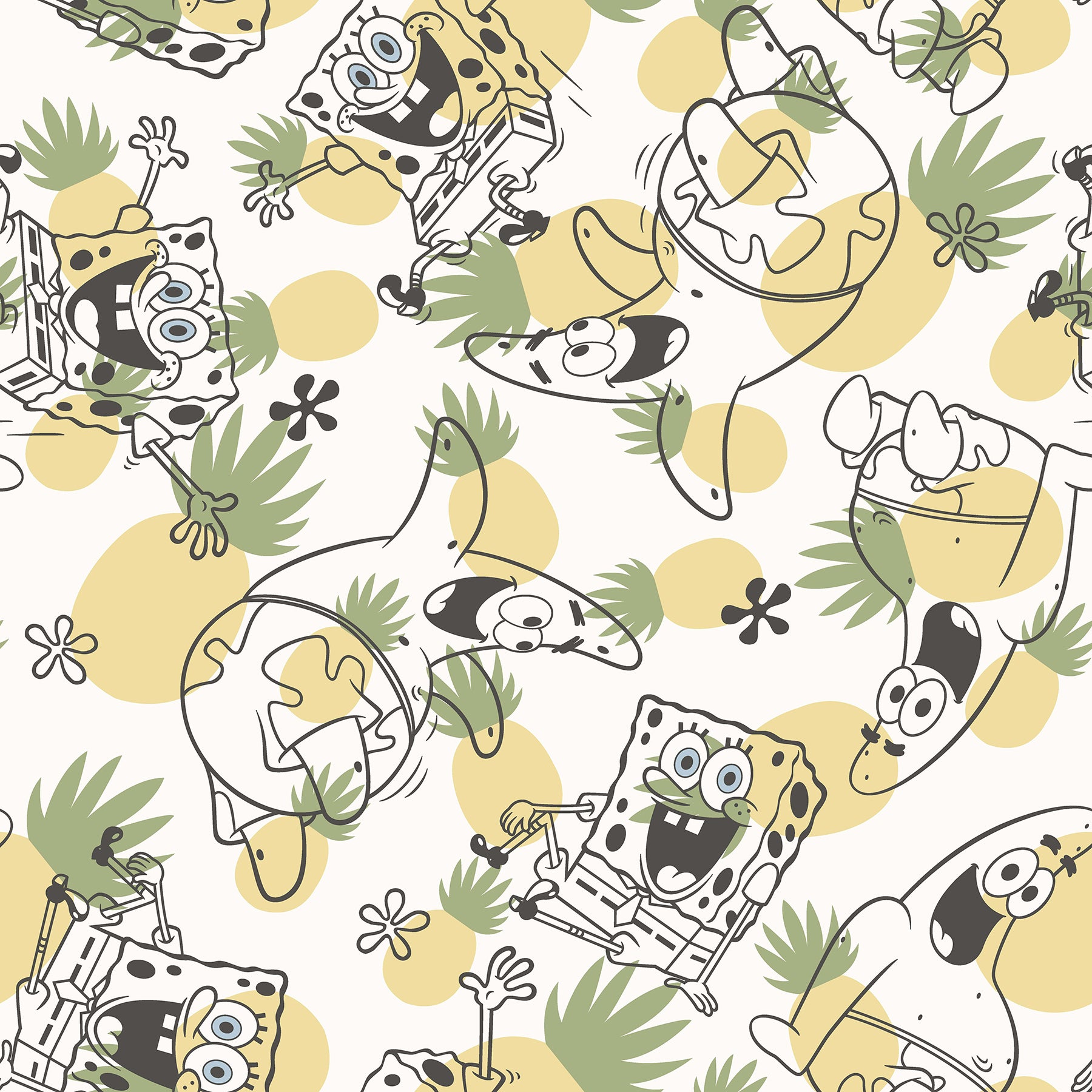 SpongeBob SquarePants Pineapple Toss Peel and Stick Wallpaper Peel and Stick Wallpaper RoomMates Roll Yellow 
