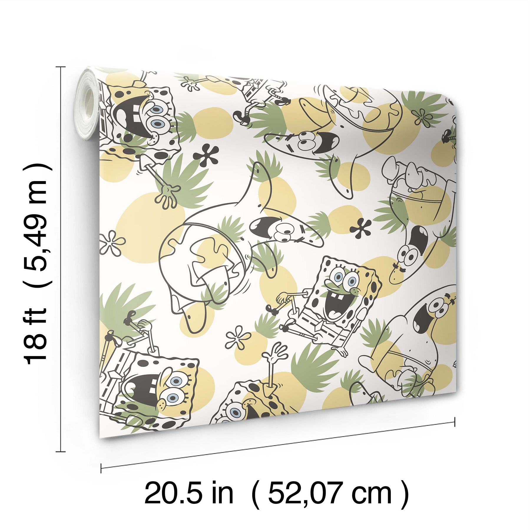 SpongeBob SquarePants Pineapple Toss Peel and Stick Wallpaper Peel and Stick Wallpaper RoomMates   