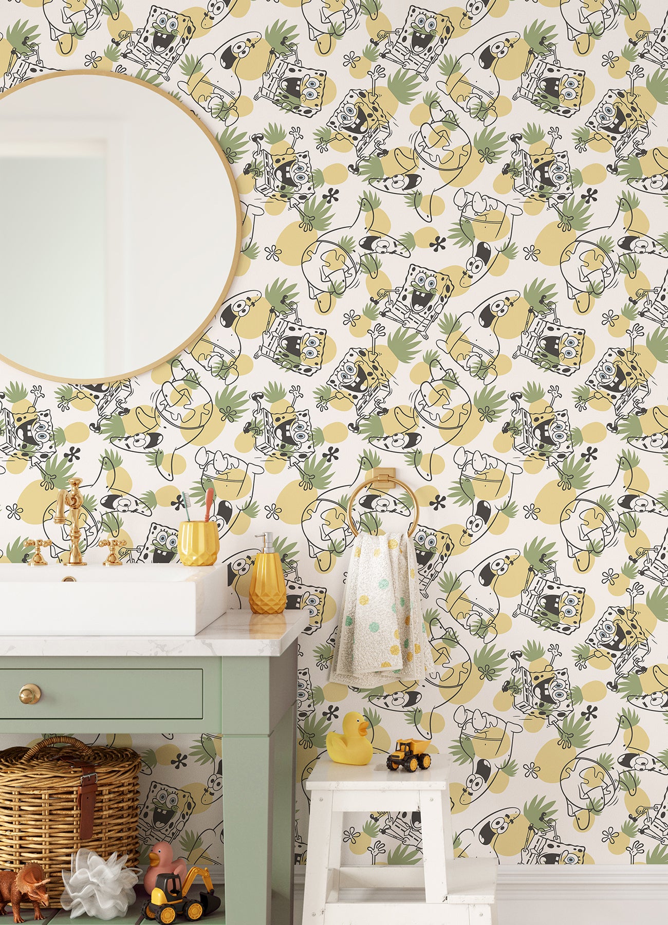 SpongeBob SquarePants Pineapple Toss Peel and Stick Wallpaper Peel and Stick Wallpaper RoomMates   