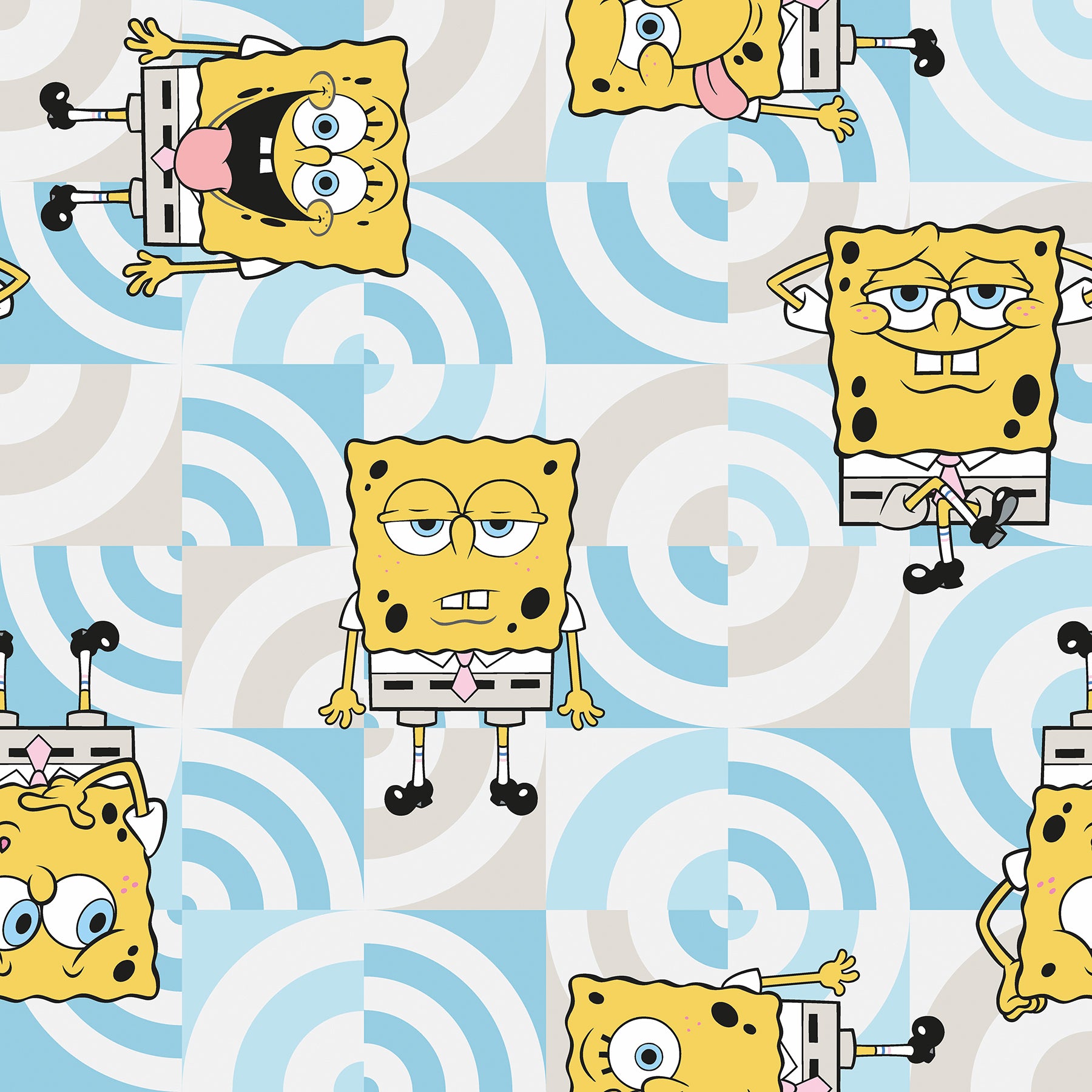 SpongeBob SquarePants Funny Faces Peel and Stick Wallpaper Peel and Stick Wallpaper RoomMates Roll Blue 