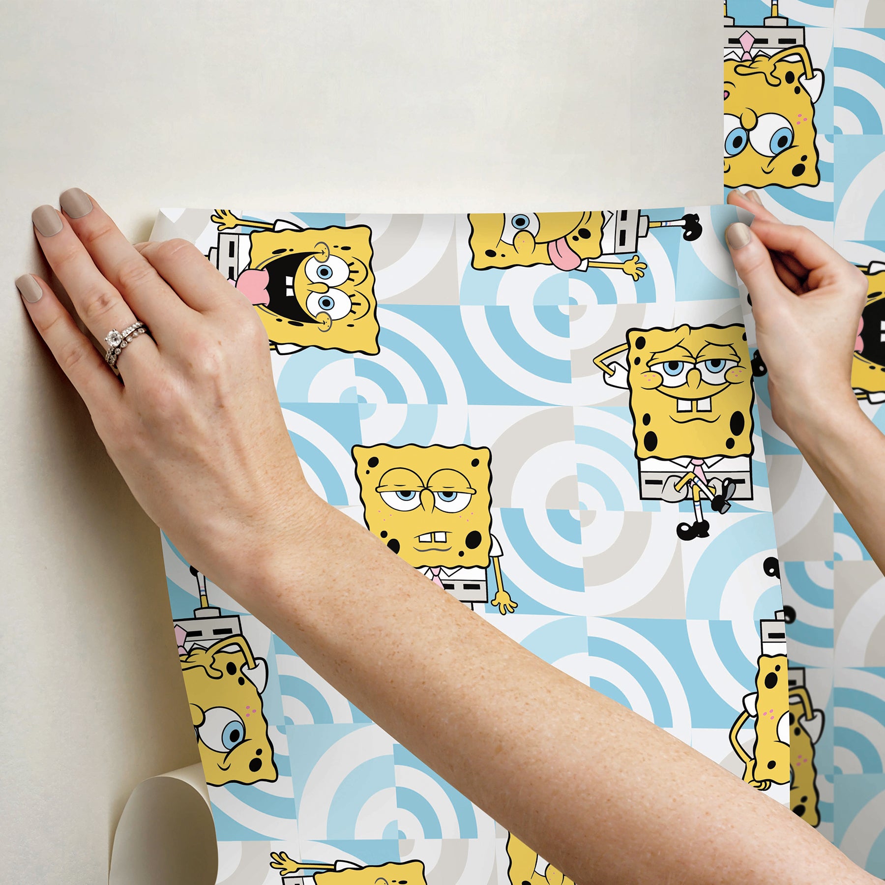 SpongeBob SquarePants Funny Faces Peel and Stick Wallpaper Peel and Stick Wallpaper RoomMates   