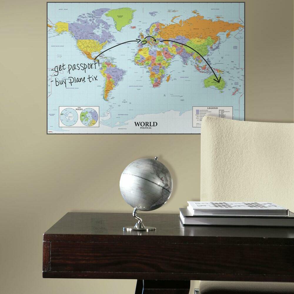Dry Erase World Map Giant Wall Decal Wall Decals RoomMates   