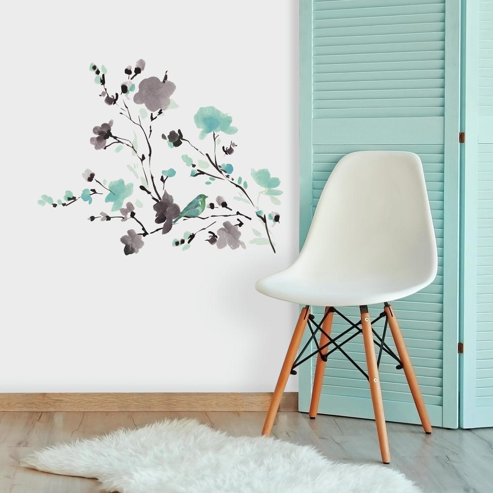 Blossom Watercolor Bird Branch Wall Decals Wall Decals RoomMates   