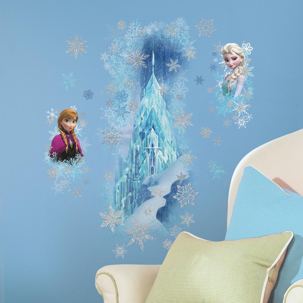 Disney Frozen Ice Palace ft. Elsa & Anna Giant Wall Decals With Glitter Wall Decals RoomMates   