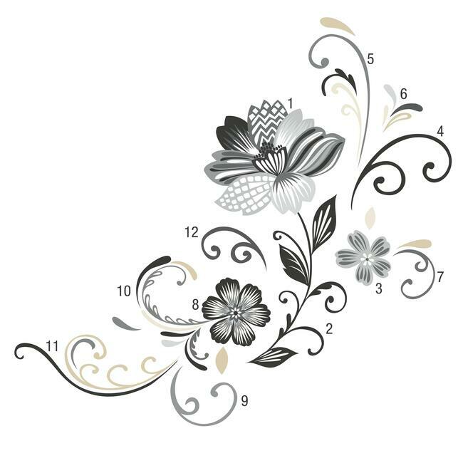 Black and White Flower Scroll Peel and Stick Giant Wall Decals Wall Decals RoomMates   