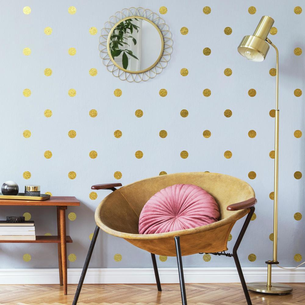 Gold Foil Confetti Dots Peel and Stick Wall Decals Wall Decals RoomMates   