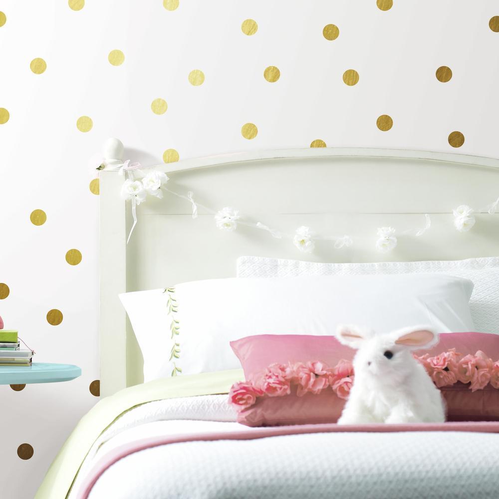 Gold Foil Confetti Dots Peel and Stick Wall Decals Wall Decals RoomMates   