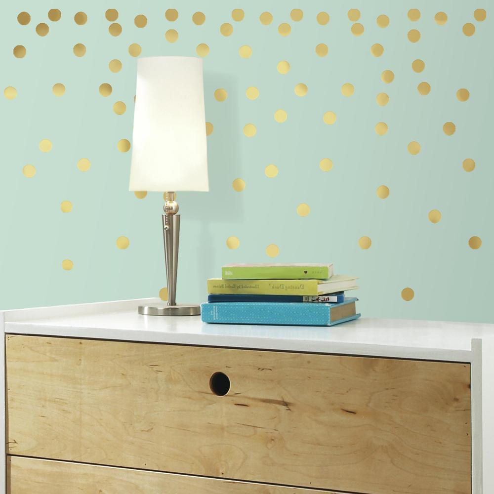 Gold Foil Confetti Dots Peel and Stick Wall Decals Wall Decals RoomMates   