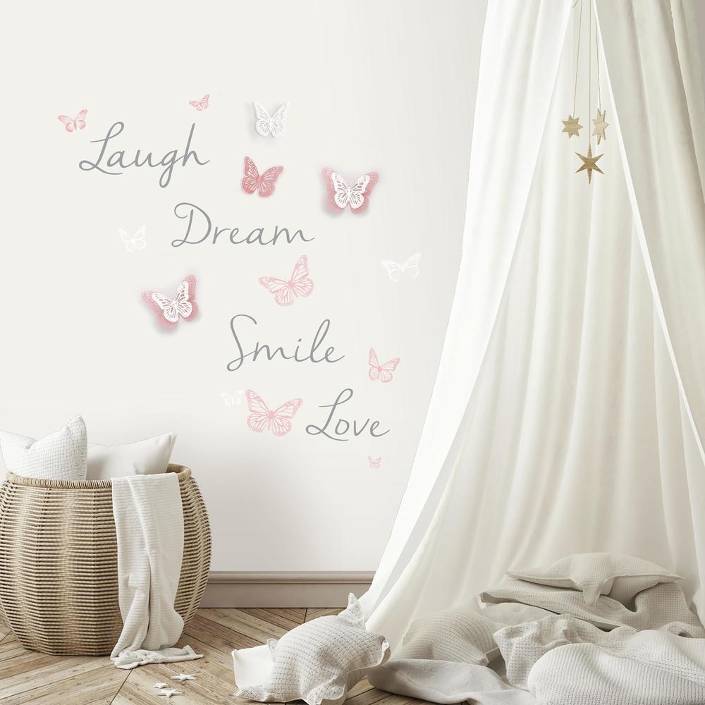 Butterfly Dream Peel and Stick Wall Decals w/ 3D Embellishments Wall Decals RoomMates   