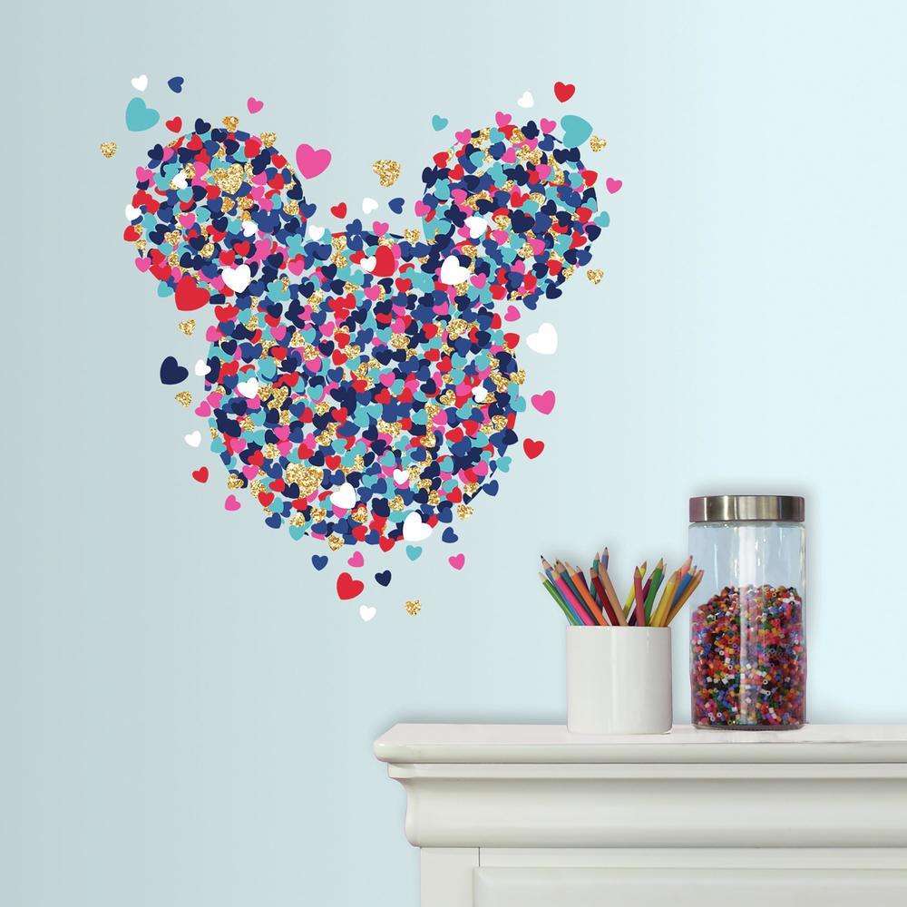 Minnie Mouse Heart Confetti Peel and Stick Giant Wall Decals with Glitter Wall Decals RoomMates   
