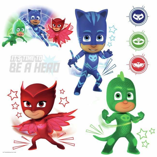 PJ Masks Peel and Stick Wall Decals with Glow Wall Decals RoomMates   
