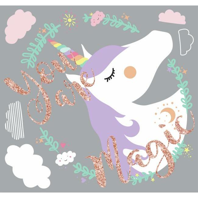 Unicorn Magic Peel and Stick Wall Decals with Glitter Wall Decals RoomMates   