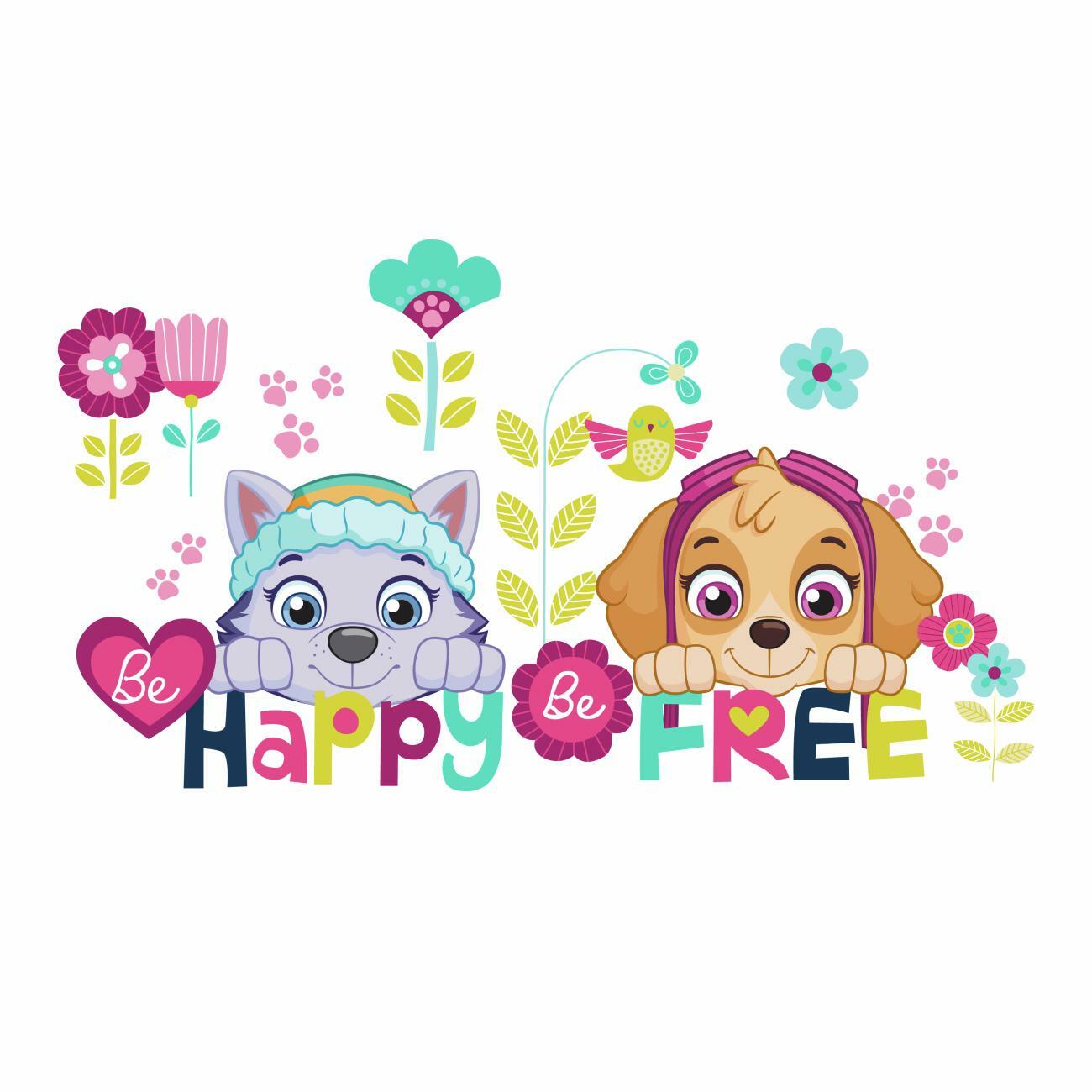 Paw Patrol Skye and Everest Be Happy Wall Quote Wall Decals Wall Decals RoomMates   