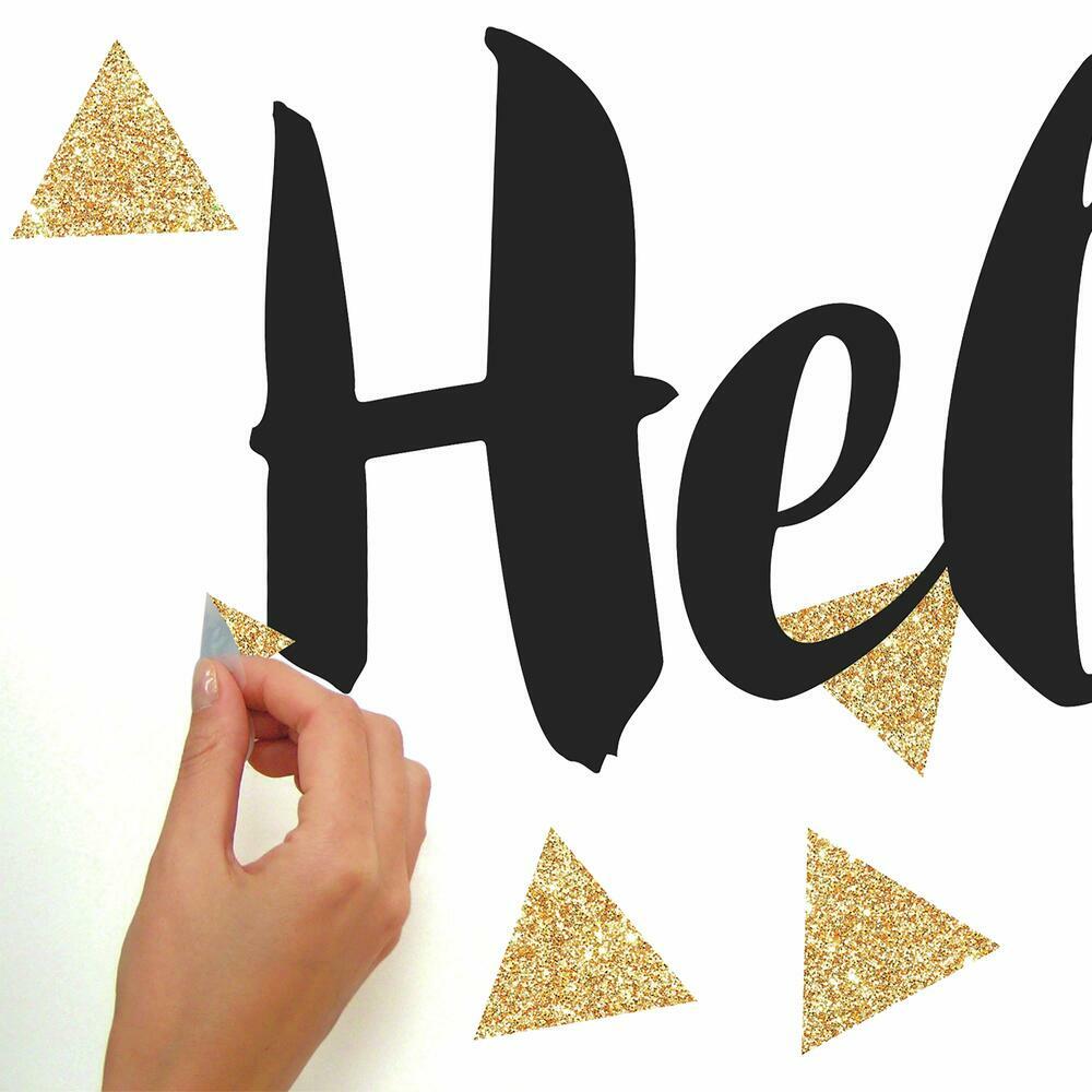 Hello Quote with Glitter Triangles Peel and Stick Wall Quote Decals Wall Decals RoomMates   
