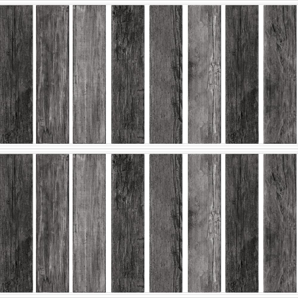 Distressed Barn Wood Plank Peel and Stick Wall Decals Wall Decals RoomMates Black  